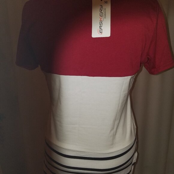 Ceasikery short sleeve red white striped shirt M - Picture 3 of 3